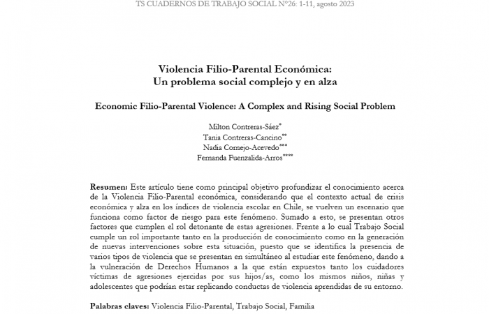 Nueva publicación realizada en colaboración de académico y tesistas de la Escuela de Trabajo Social